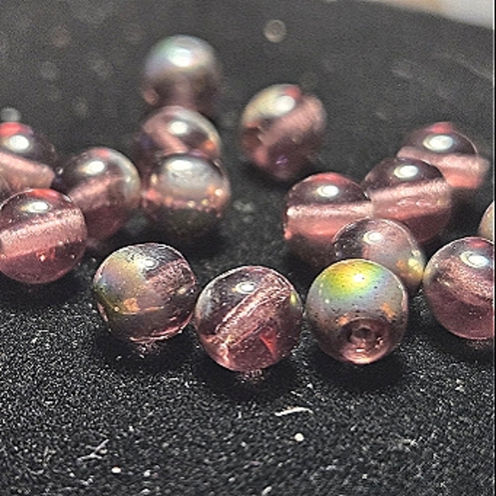 Iridescent Purple Czech Glass Beads
